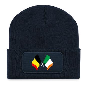 Drapeau Belgique, drapeau Irlande - Beanie recyclé à patch - bleu marine - Devant