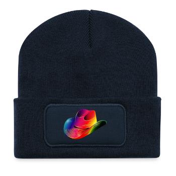 Cowboyhut,Westernhut in Regenbogen Farben - Recycelte Patch Beanie - French Navy - Vorne