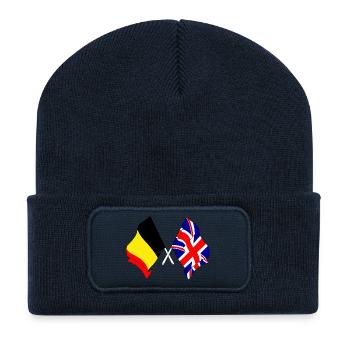 Flag of Belgium, flag of England - Recycled Patch Beanie - french navy - Front
