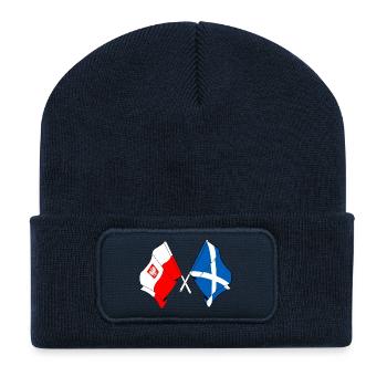 Flagge Polen, Flagge Schottland - Recycelte Patch Beanie - French Navy - Vorne