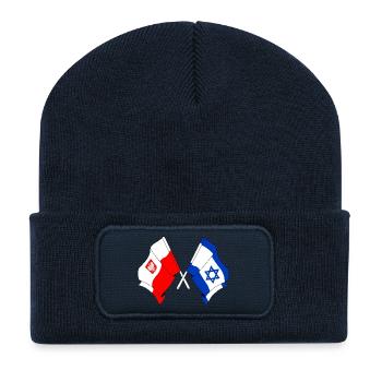 Flagge Polen, Flagge Israel - Recycelte Patch Beanie - French Navy - Vorne