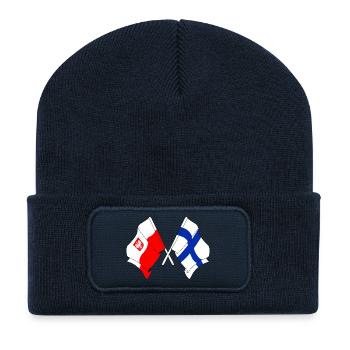Flagge Polen und Flagge Finnland - Recycelte Patch Beanie - French Navy - Vorne