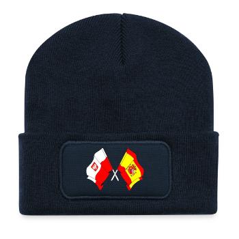 Flagge Polen, Flagge Spanien - Recycelte Patch Beanie - French Navy - Vorne