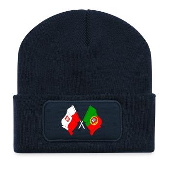 Flagge Polen und Flagge Portugal - Recycelte Patch Beanie - French Navy - Vorne