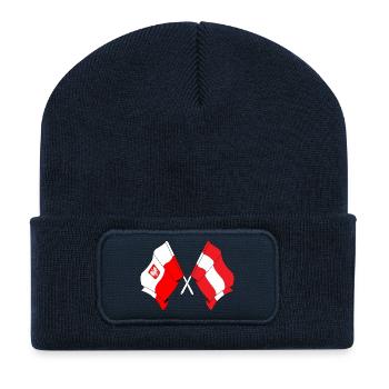 Flagge Polen und Flagge Österreich - Recycelte Patch Beanie - French Navy - Vorne
