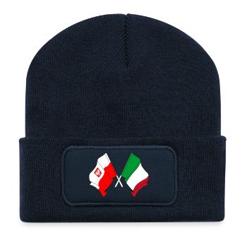 Flagge Polen, Flagge Italien - Recycelte Patch Beanie - French Navy - Vorne