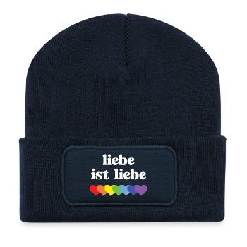 LGBT Pride Month - Liebe ist Liebe - Recycled Patch Beanie - french navy - Front