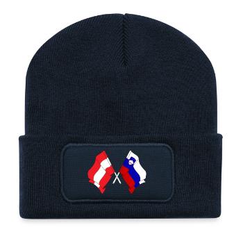 Flagge von Österreich und Flagge Slowenien - Recycelte Patch Beanie - French Navy - Vorne