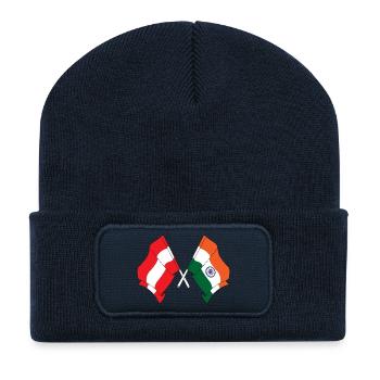 Flagge Österreich, Flagge Indien - Recycelte Patch Beanie - French Navy - Vorne