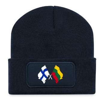 Flagge Finnland, Flagge Litauen - Recycelte Patch Beanie - French Navy - Vorne