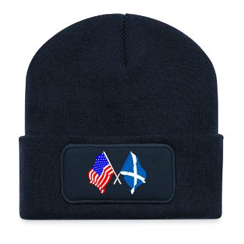Flag USA and flag Scotland - Recycled Patch Beanie - french navy - Front
