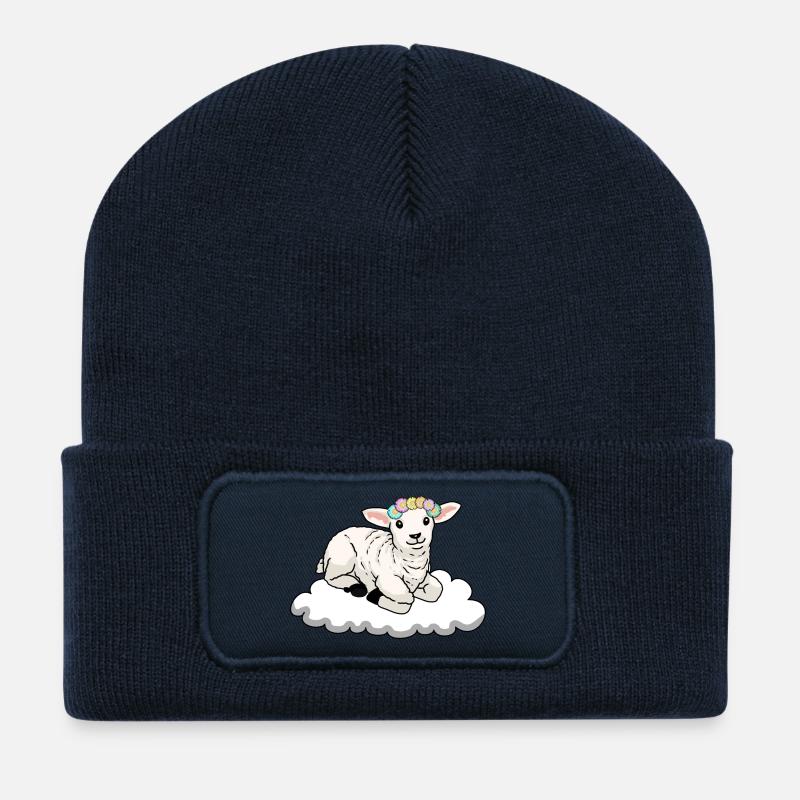 Schaf Schafe - Recycelte Patch Beanie - French Navy