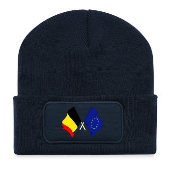 Pavillon Belgique Europe - Beanie recyclé à patch - bleu marine - Devant