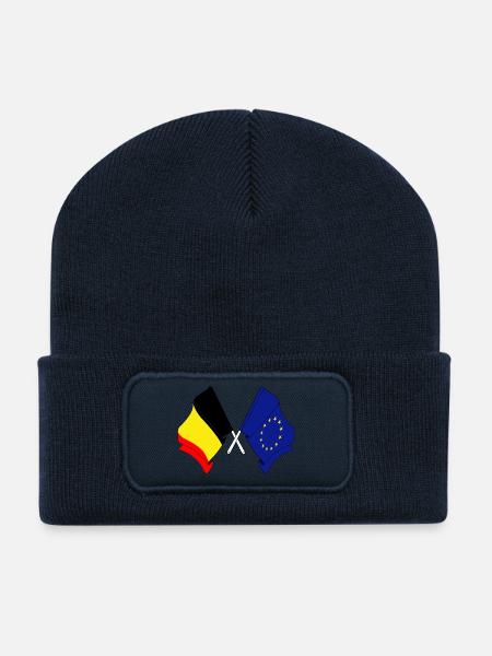 Flagge Belgien Europa - Recycelte Patch Beanie - French Navy