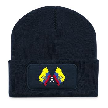 Des drapeaux traversaient l’Équateur - Beanie recyclé à patch - bleu marine - Devant