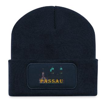 Passau Donaublick, Bayern, Deutschland, Zeichnung - Recycelte Patch Beanie - French Navy - Vorne