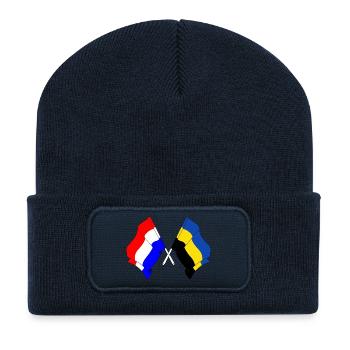 Drapeau Pays-Bas, Gueldre croisé - Beanie recyclé à patch - bleu marine - Devant