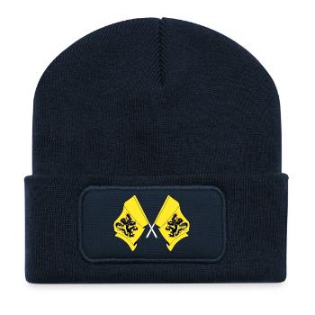 Deux drapeaux de la Flandre Belgique - Beanie recyclé à patch - bleu marine - Devant