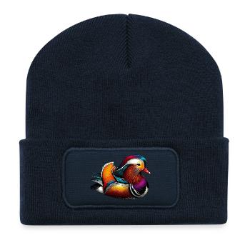 Canard mandarin - Beanie recyclé à patch - bleu marine - Devant