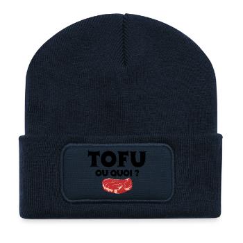 végétarien, végan, tofu - Beanie recyclé à patch - bleu marine - Devant