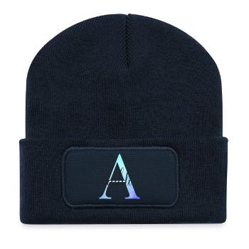 A| Monogramme | Nom | Addi | Aquarelle - Beanie recyclé à patch - bleu marine - Devant