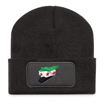 Syrien Flagge in der Syrien Landkarte EN - Recycelte Patch Beanie - Dunkelgrau - Vorne