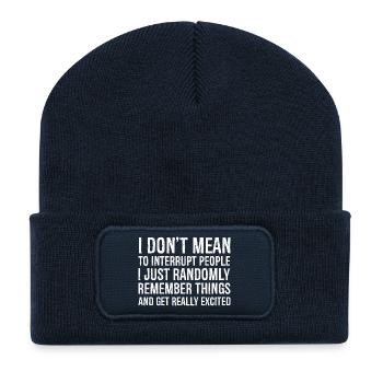 Ich will die Leute nicht unterbrechen - Recycelte Patch Beanie - French Navy - Vorne