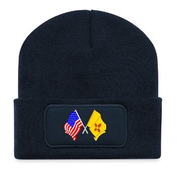 Flagge USA und Bundesstaat New Mexico gekreuzt - Recycelte Patch Beanie - French Navy - Vorne