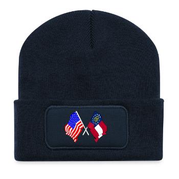 Flag USA and state of Georgia crossed - Recycled Patch Beanie - french navy - Front