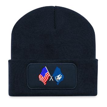 Drapeau des États-Unis et de l’État de Lousiane franchi - Beanie recyclé à patch - bleu marine - Devant