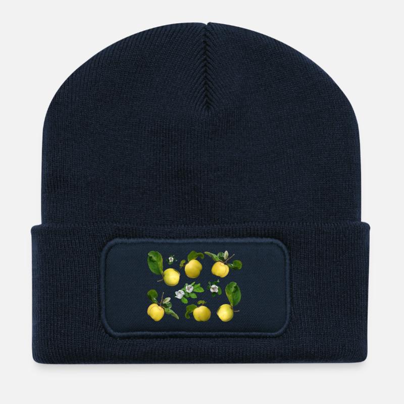 Quitten mit Quittenblüten - Recycelte Patch Beanie - French Navy