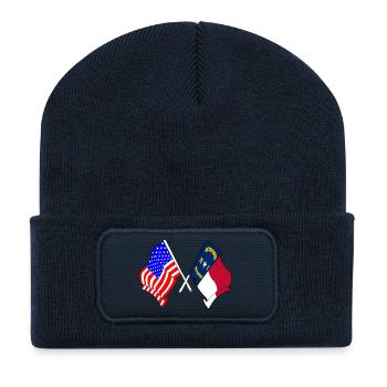 Flag USA and state of North Carolina crossed - Recycled Patch Beanie - french navy - Front