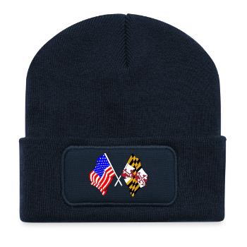 USA and state of Maryland flag crossed - Recycled Patch Beanie - french navy - Front