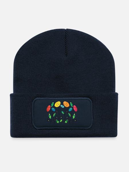 Blumen - Recycelte Patch Beanie - French Navy