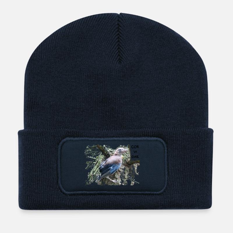 Eichelhäher Corvidae - Recycelte Patch Beanie - French Navy