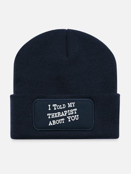 I Told My Therapist About You - Recycled Patch Beanie - french navy