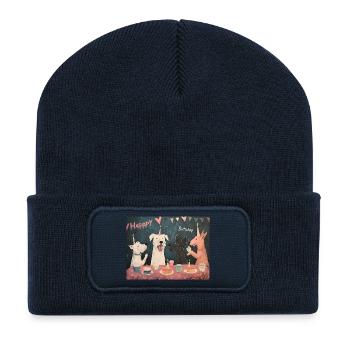 Happy Birthday dogs with cake - Recycelte Patch Beanie - French Navy - Vorne