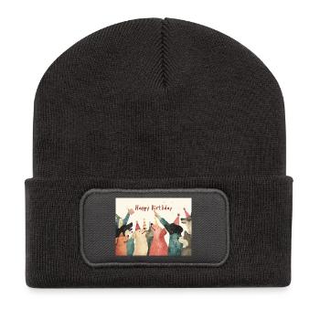 Happy Birthday dogs - Recycelte Patch Beanie - Dunkelgrau - Vorne