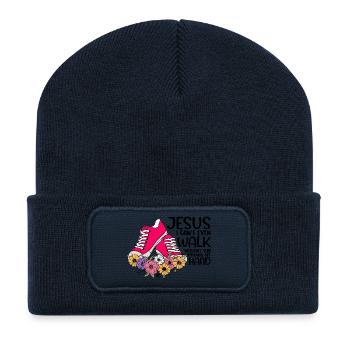 Gehe mit Jesus - Recycelte Patch Beanie - French Navy - Vorne