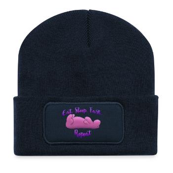 Baby-Alltag: Essen, Schlafen, Pupsen, Wiederholen! - Recycelte Patch Beanie - French Navy - Vorne