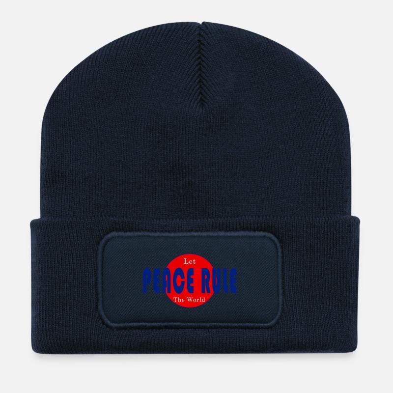 Möge Frieden über die Welt herrschen - Recycelte Patch Beanie - French Navy