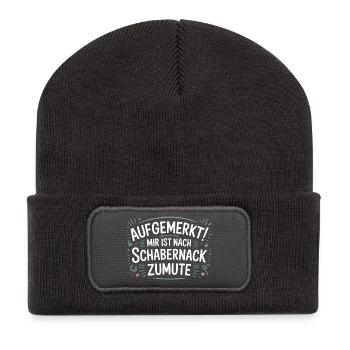 Des farces amusantes disant le design – attention ! - Beanie recyclé à patch - charbon - Devant