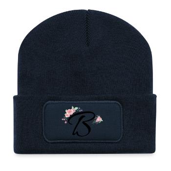 Buchstabe b Blumen - Recycelte Patch Beanie - French Navy - Vorne