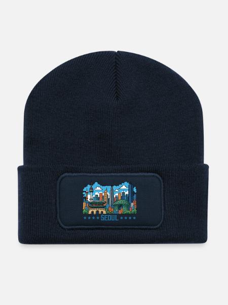 seoul city suedkorea - Recycelte Patch Beanie - French Navy