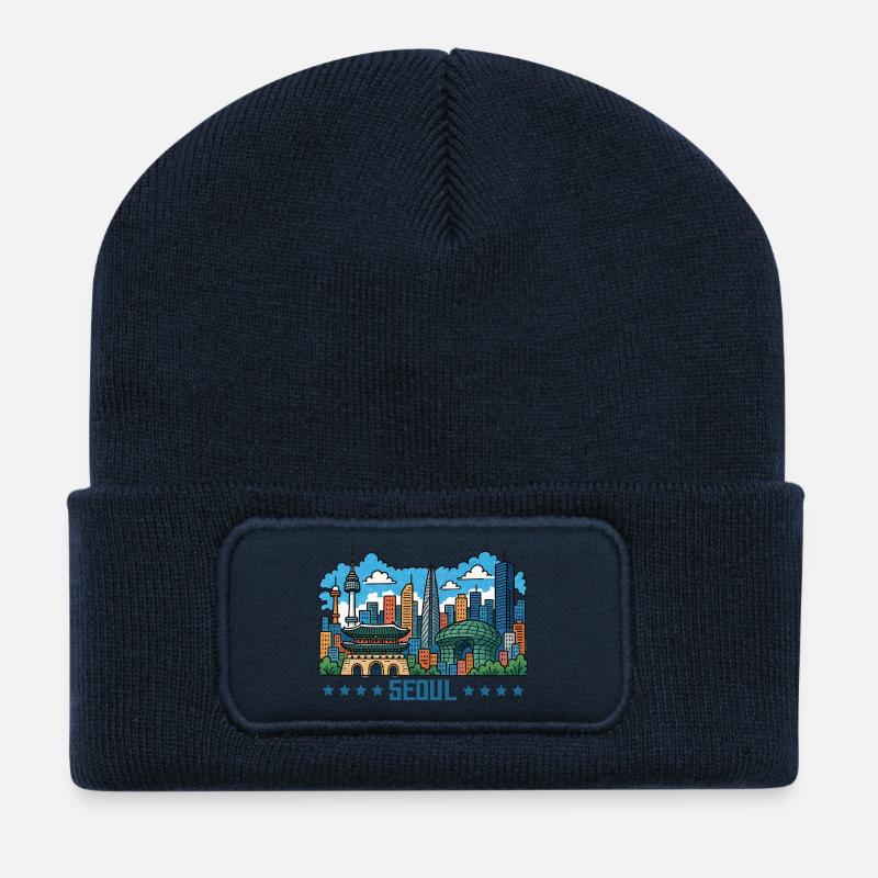 seoul city suedkorea - Recycelte Patch Beanie - French Navy