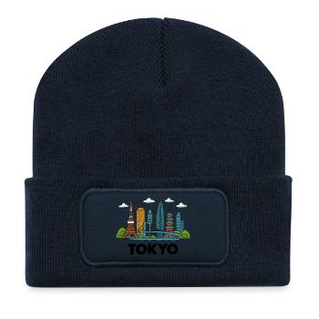 Tokyo City Skyline - Recycled Patch Beanie - french navy - Front