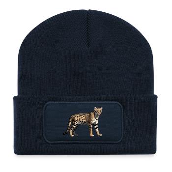 Cheetah - Cute Wildcat Motive - Recycelte Patch Beanie - French Navy - Vorne