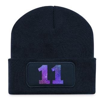 Numéro 11 galaxie - Beanie recyclé à patch - bleu marine - Devant