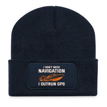 Speedboat Racing Humor für Bootsbegeisterte - Recycelte Patch Beanie - French Navy - Vorne