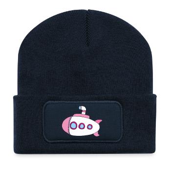 Rose sous-marin - Beanie recyclé à patch - bleu marine - Devant
